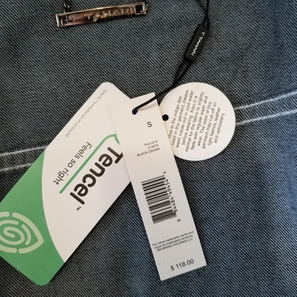 T TAHARI Black Denim Jacket Soft Fitted Small NWT - Picture 8 of 10